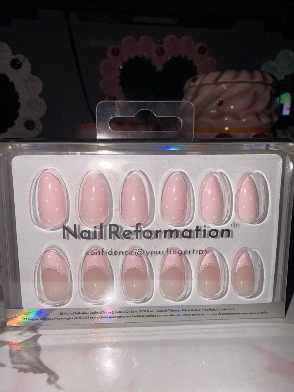 Nail Reformation Pink & White Polka Dot Design Press On Nails